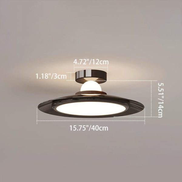 Modern Transitional Cream-Toned Flying Saucer Acrylic Shade Iron LED Semi-Flush Mount Ceiling Light For Bedroom - Image 4