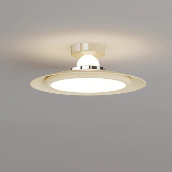 Modern Transitional Cream-Toned Flying Saucer Acrylic Shade Iron LED Semi-Flush Mount Ceiling Light For Bedroom - Image 17