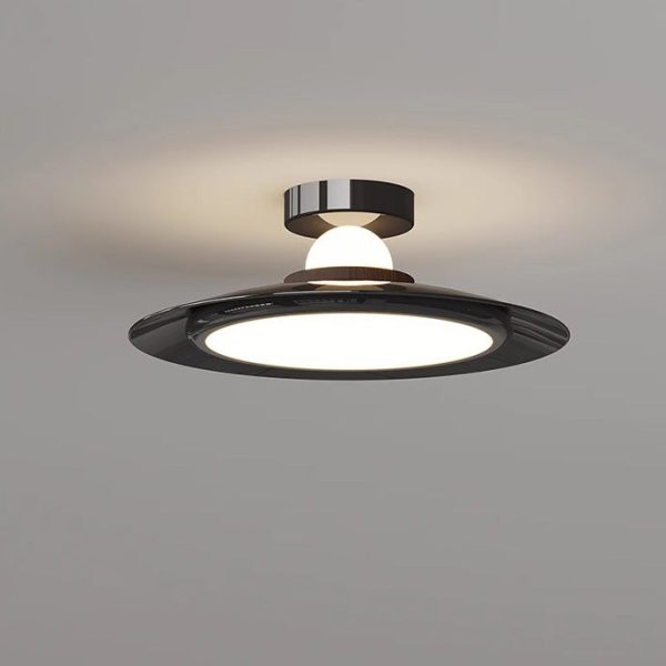 Modern Transitional Cream-Toned Flying Saucer Acrylic Shade Iron LED Semi-Flush Mount Ceiling Light For Bedroom - Image 15