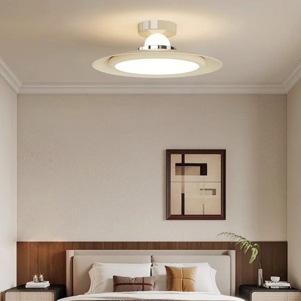 Modern Transitional Cream-Toned Flying Saucer Acrylic Shade Iron LED Semi-Flush Mount Ceiling Light For Bedroom - Image 12