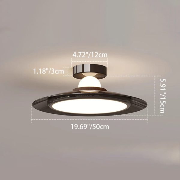 Modern Transitional Cream-Toned Flying Saucer Acrylic Shade Iron LED Semi-Flush Mount Ceiling Light For Bedroom - Image 5