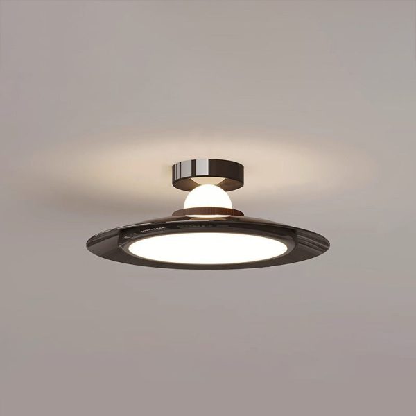 Modern Transitional Cream-Toned Flying Saucer Acrylic Shade Iron LED Semi-Flush Mount Ceiling Light For Bedroom - Image 16