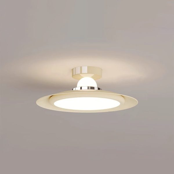 Modern Transitional Cream-Toned Flying Saucer Acrylic Shade Iron LED Semi-Flush Mount Ceiling Light For Bedroom - Image 18