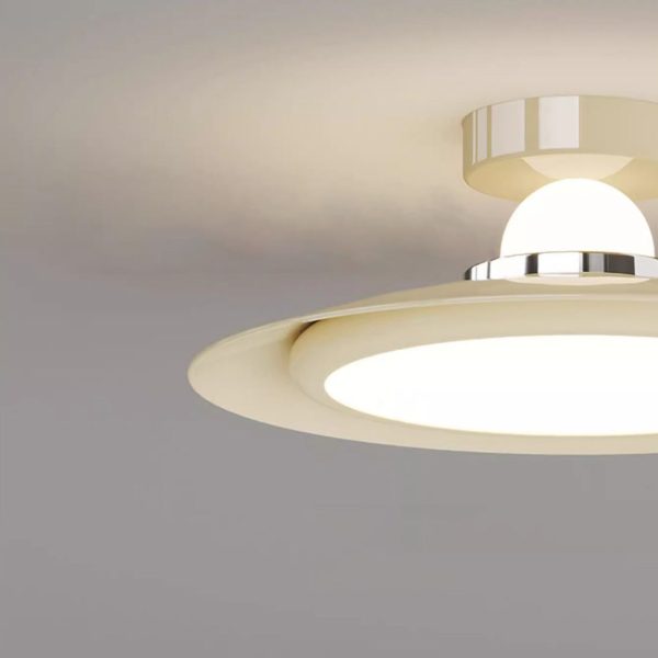 Modern Transitional Cream-Toned Flying Saucer Acrylic Shade Iron LED Semi-Flush Mount Ceiling Light For Bedroom - Image 7
