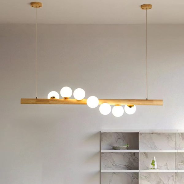 Contemporary Scandinavian Slim Cylinder Base Globe Shade Iron Glass 5/7 Light Chandelier Island Light For Dining Room - Image 2
