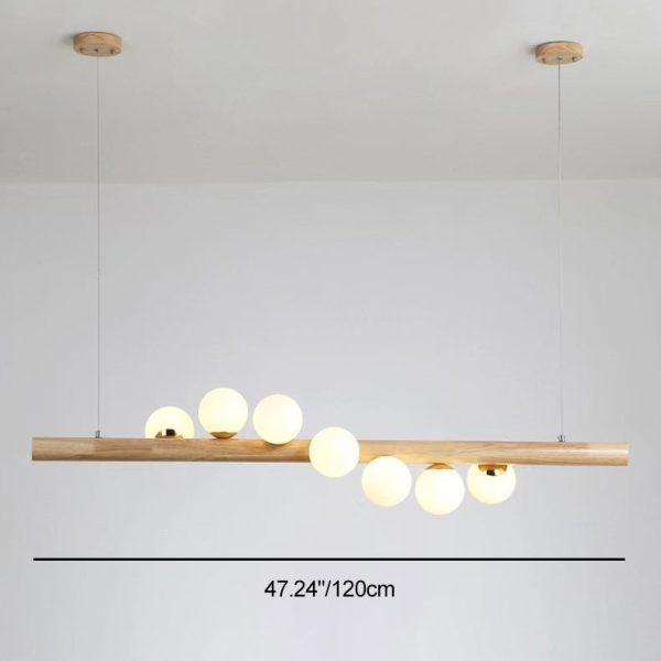 Contemporary Scandinavian Slim Cylinder Base Globe Shade Iron Glass 5/7 Light Chandelier Island Light For Dining Room - Image 5