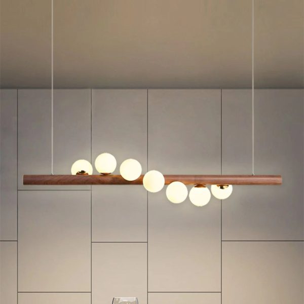 Contemporary Scandinavian Slim Cylinder Base Globe Shade Iron Glass 5/7 Light Chandelier Island Light For Dining Room - Image 3