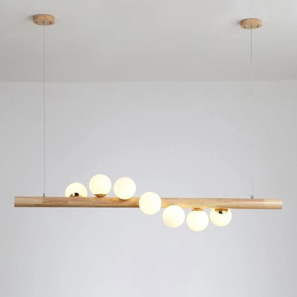 Contemporary Scandinavian Slim Cylinder Base Globe Shade Iron Glass 5/7 Light Chandelier Island Light For Dining Room - Image 12