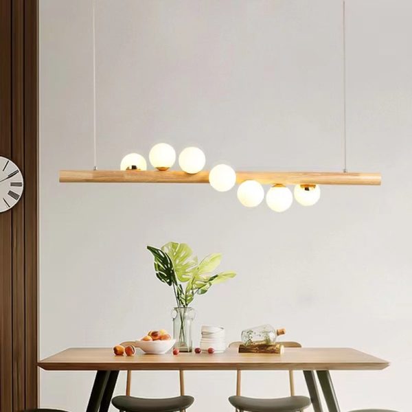 Contemporary Scandinavian Slim Cylinder Base Globe Shade Iron Glass 5/7 Light Chandelier Island Light For Dining Room - Image 7
