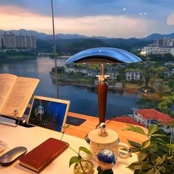 Traditional Japanese Mushroom Round Shade Iron Solid Wood 2-Light Table Lamp For Bedroom - Image 14