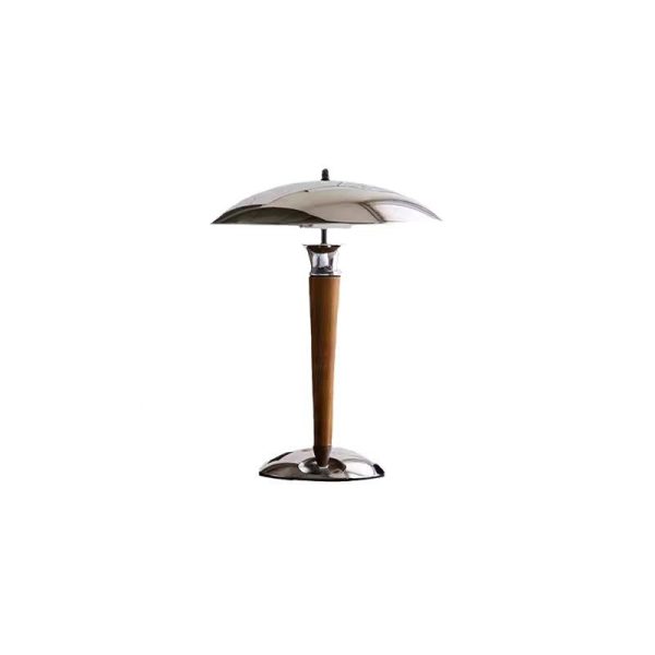 Traditional Japanese Mushroom Round Shade Iron Solid Wood 2-Light Table Lamp For Bedroom - Image 15