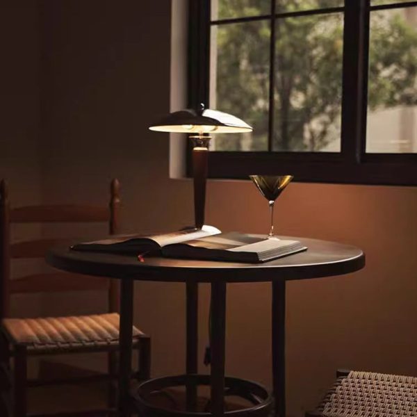 Traditional Japanese Mushroom Round Shade Iron Solid Wood 2-Light Table Lamp For Bedroom - Image 7