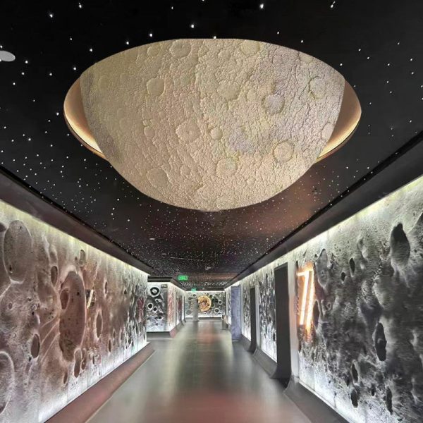 Modern Minimalist Semicircle Embossed Moon Resin LED Flush Mount Ceiling Light For Living Room - Image 10
