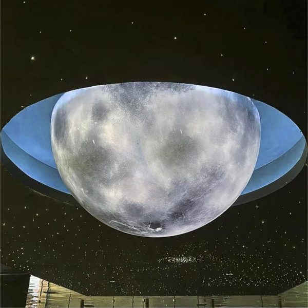 Modern Minimalist Semicircle Embossed Moon Resin LED Flush Mount Ceiling Light For Living Room - Image 8