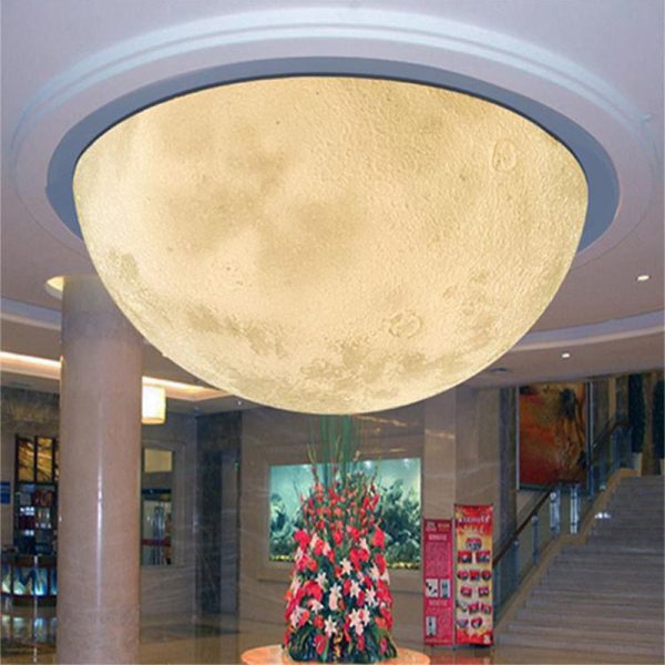 Modern Minimalist Semicircle Embossed Moon Resin LED Flush Mount Ceiling Light For Living Room - Image 7