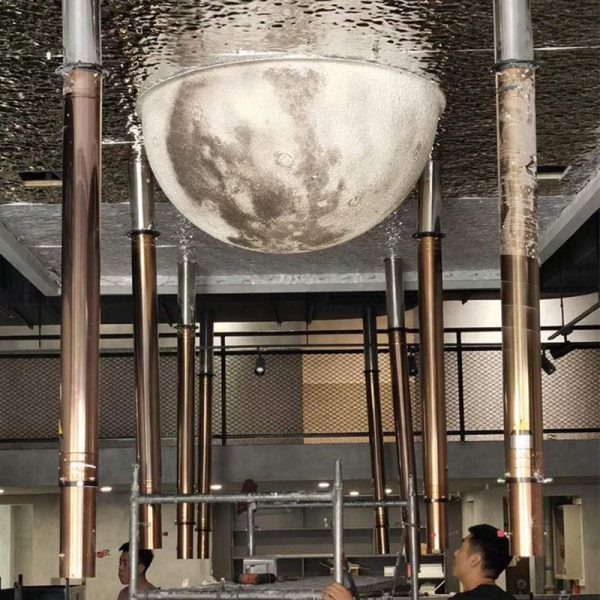 Modern Minimalist Semicircle Embossed Moon Resin LED Flush Mount Ceiling Light For Living Room - Image 3
