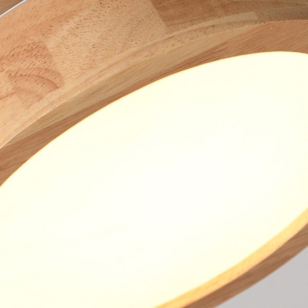 Modern Minimalist Round Acrylic Rubberwood LED Flush Mount Ceiling Light For Living Room - Image 5