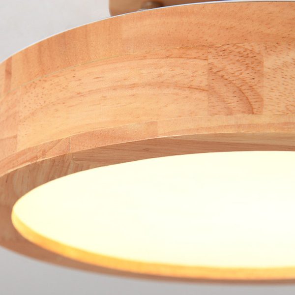 Modern Minimalist Round Acrylic Rubberwood LED Flush Mount Ceiling Light For Living Room - Image 6