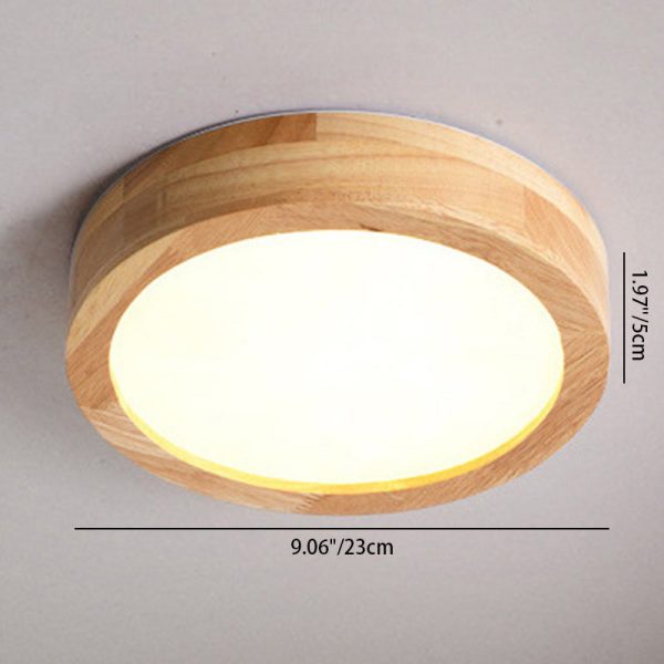 Modern Minimalist Round Acrylic Rubberwood LED Flush Mount Ceiling Light For Living Room - Image 4