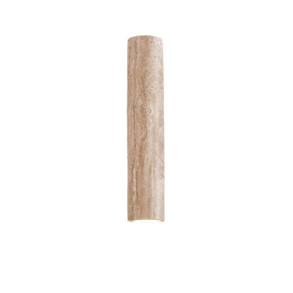 Contemporary Scandinavian Cylinder Round Yellow Travertine Wood 2-Light Wall Sconce Lamp For Living Room - Image 18
