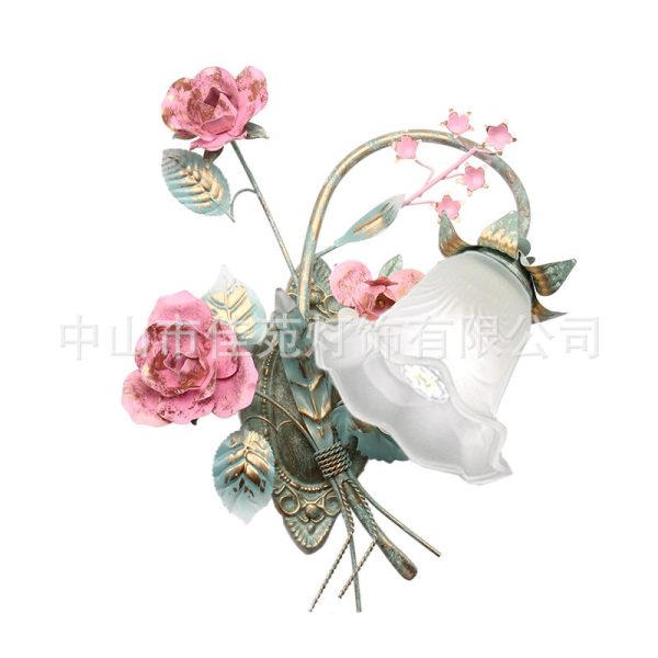 Traditional Rustic Rose Floral Glass Iron 1-Light Wall Sconce Lamp For Living Room - Image 16