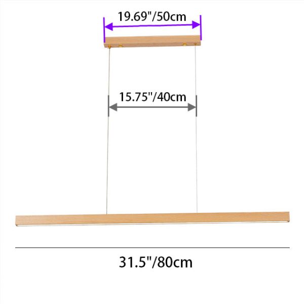Modern Minimalist Rectangular Long Plate PC Walnut Raw Wood Aluminum LED Chandelier Island Light For Dining Room - Image 4