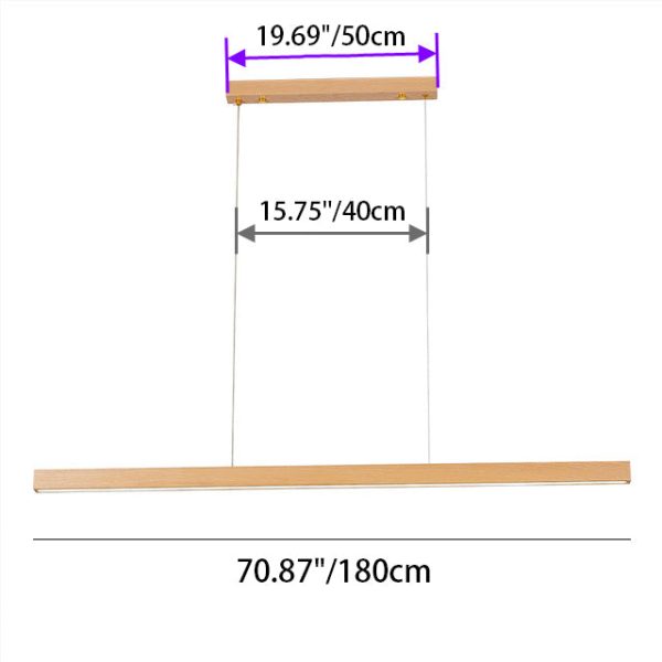 Modern Minimalist Rectangular Long Plate PC Walnut Raw Wood Aluminum LED Chandelier Island Light For Dining Room - Image 8