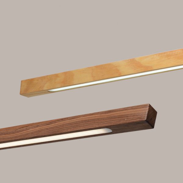 Modern Minimalist Rectangular Long Plate PC Walnut Raw Wood Aluminum LED Chandelier Island Light For Dining Room - Image 5