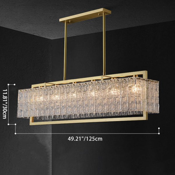 Modern Luxury Round Rectangle Glass Brass 5/6/8/10 Light Chandelier Island Light For Dining Room - Image 8
