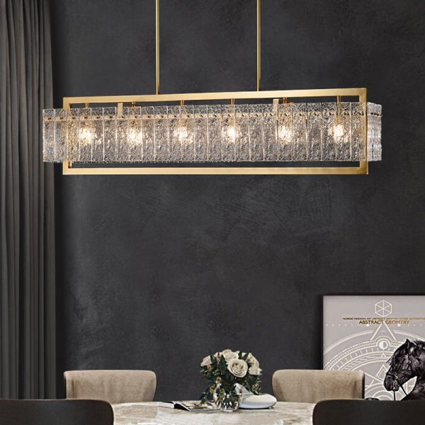 Modern Luxury Round Rectangle Glass Brass 5/6/8/10 Light Chandelier Island Light For Dining Room - Image 17