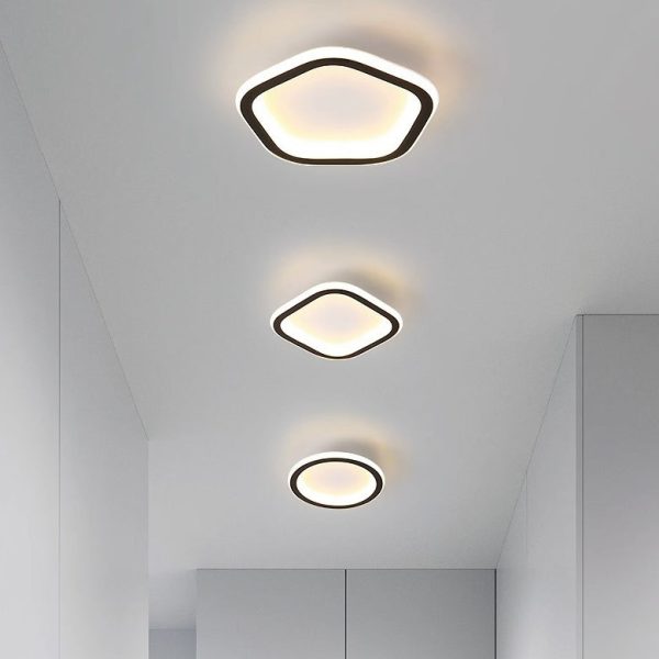 Modern Minimalist Round Square Pentagon Triangle Acrylic Aluminum LED Flush Mount Ceiling Light For Living Room