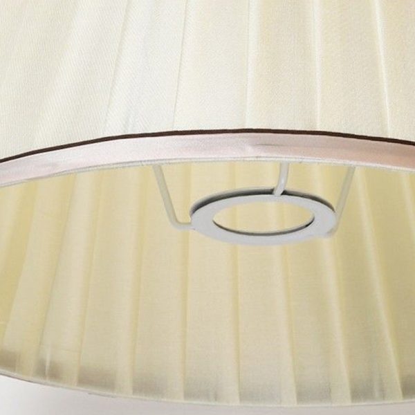 Traditional Chinese Patterned Bird Scalloped Round Fabric Ceramic 1-Light Table Lamp For Living Room - Image 6