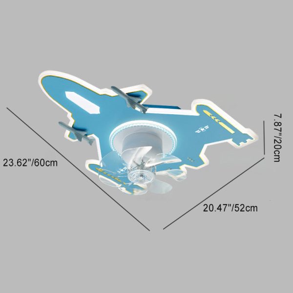 Modern Art Deco Kids Airplane Shapes Acrylic Hardware Resin LED Flush Mount Ceiling Fan Light For Bedroom - Image 4