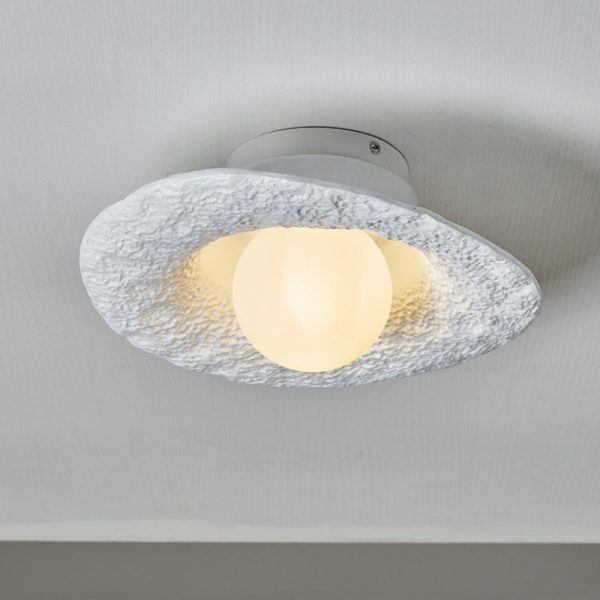 Contemporary Creative Irregular Round Ball Resin Hardware 1-Light Semi-Flush Mount Ceiling Light For Living Room - Image 12