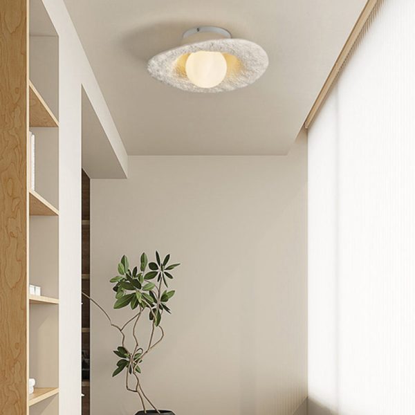 Contemporary Creative Irregular Round Ball Resin Hardware 1-Light Semi-Flush Mount Ceiling Light For Living Room - Image 7