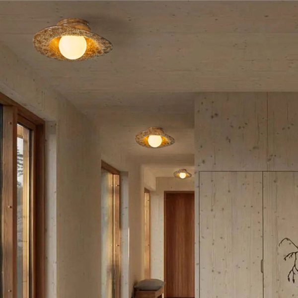 Contemporary Creative Irregular Round Ball Resin Hardware 1-Light Semi-Flush Mount Ceiling Light For Living Room - Image 6