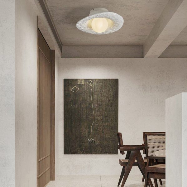 Contemporary Creative Irregular Round Ball Resin Hardware 1-Light Semi-Flush Mount Ceiling Light For Living Room - Image 3
