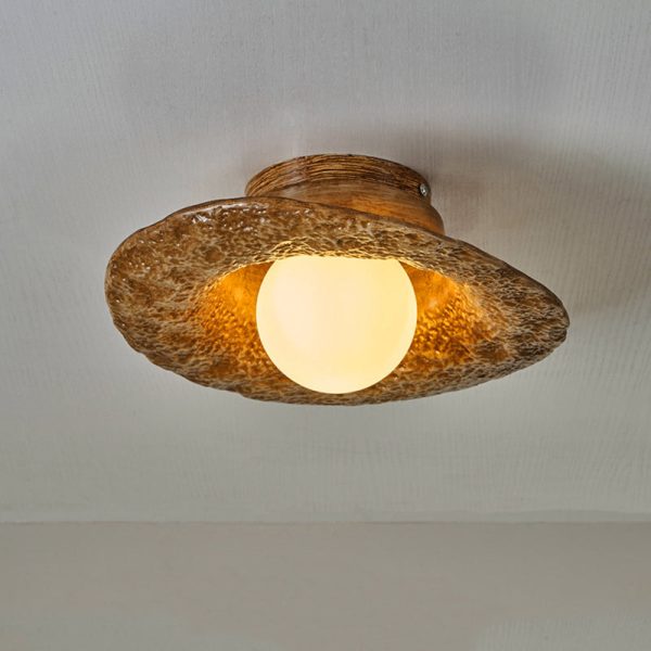 Contemporary Creative Irregular Round Ball Resin Hardware 1-Light Semi-Flush Mount Ceiling Light For Living Room - Image 9