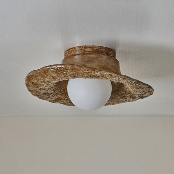 Contemporary Creative Irregular Round Ball Resin Hardware 1-Light Semi-Flush Mount Ceiling Light For Living Room - Image 18