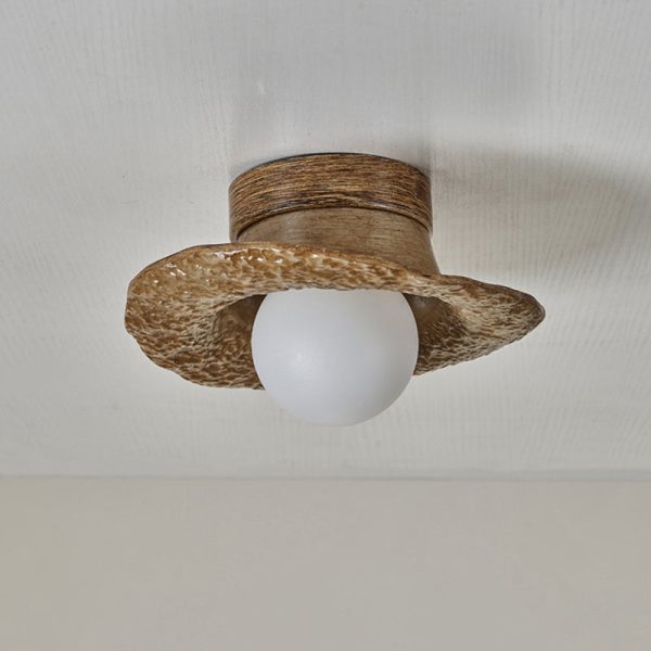 Contemporary Creative Irregular Round Ball Resin Hardware 1-Light Semi-Flush Mount Ceiling Light For Living Room - Image 19