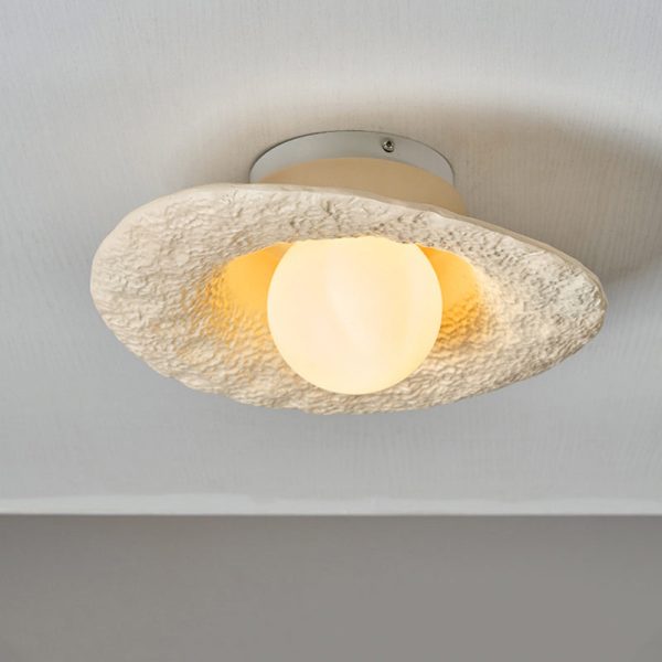 Contemporary Creative Irregular Round Ball Resin Hardware 1-Light Semi-Flush Mount Ceiling Light For Living Room - Image 11