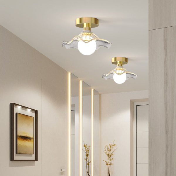 Contemporary Creative Orb Umbrella Round Glass Iron 1-Light Semi-Flush Mount Ceiling Light For Living Room - Image 2
