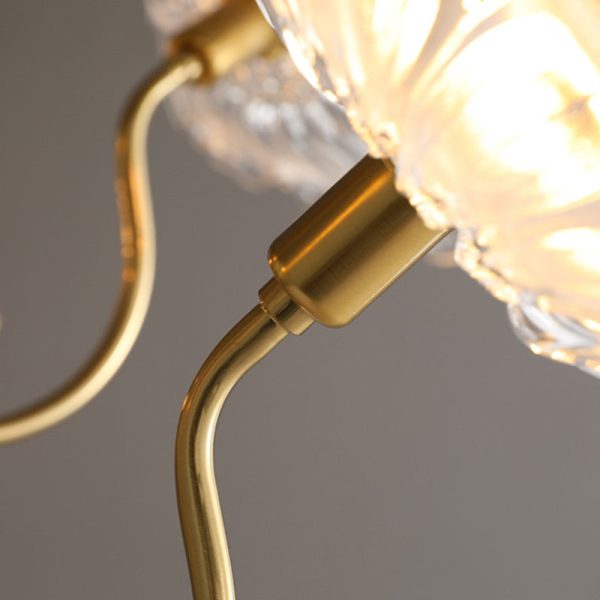 Contemporary Scandinavian Branch Flower Round Glass Iron 5/6 Light Semi-Flush Mount Ceiling Light For Living Room - Image 6