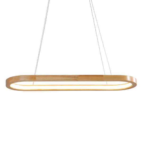 Modern Minimalist Oval Acrylic Wood LED Island Light Chandelier For Living Room - Image 15