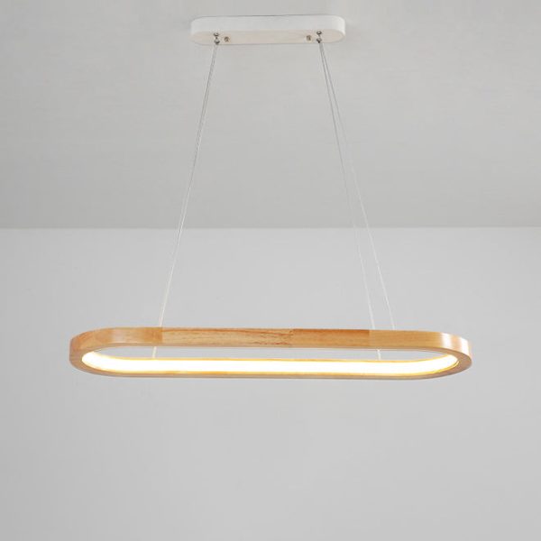 Modern Minimalist Oval Acrylic Wood LED Island Light Chandelier For Living Room - Image 13