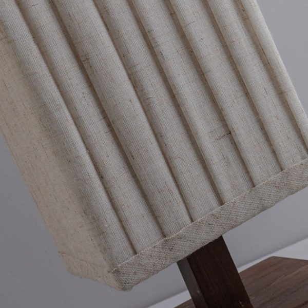 Traditional Japanese Column Rectangular Walnut Fabric LED Standing Floor Lamp For Living Room - Image 9