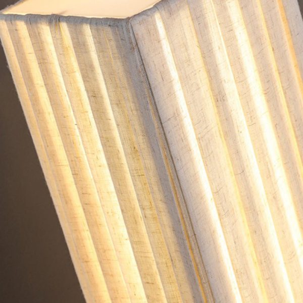 Traditional Japanese Column Rectangular Walnut Fabric LED Standing Floor Lamp For Living Room - Image 8