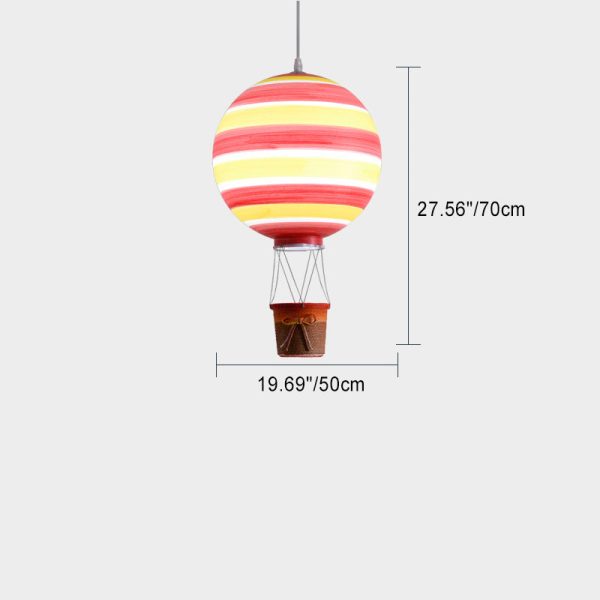 Contemporary Scandinavian Kids Metal Acrylic Hot Air Balloon Hanging Basket 1-Light Pendant Light For Bedroom - Image 9
