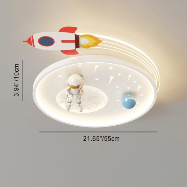 Modern Art Deco Kids Acrylic Metal Round Cloud Rocket Astronaut LED Flush Mount Ceiling Light For Bedroom - Image 4