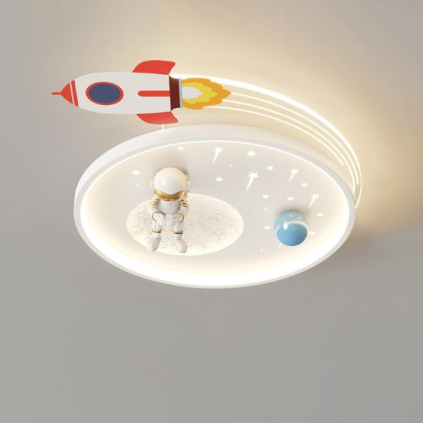 Modern Art Deco Kids Acrylic Metal Round Cloud Rocket Astronaut LED Flush Mount Ceiling Light For Bedroom - Image 11